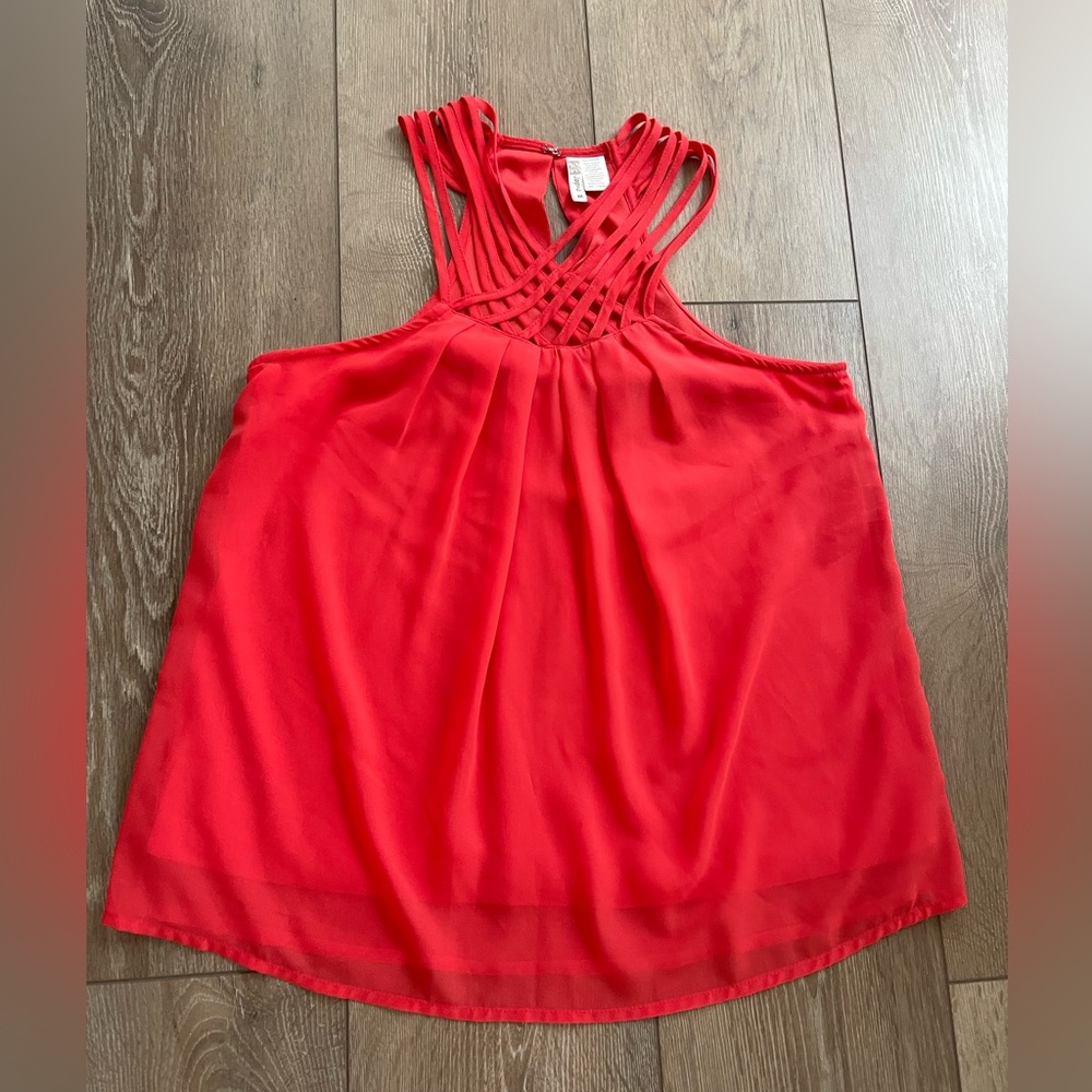 Japna Royal Strappy Top Chiffon High Neck Tank Top Blouse